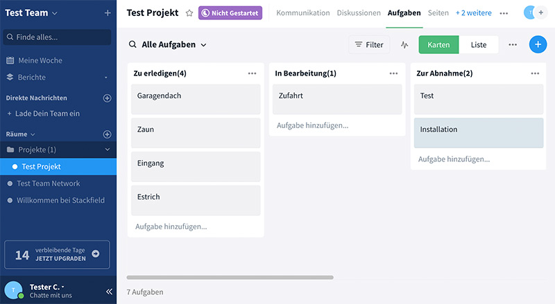 Stackfield Aufgabenmanagement-Software Test